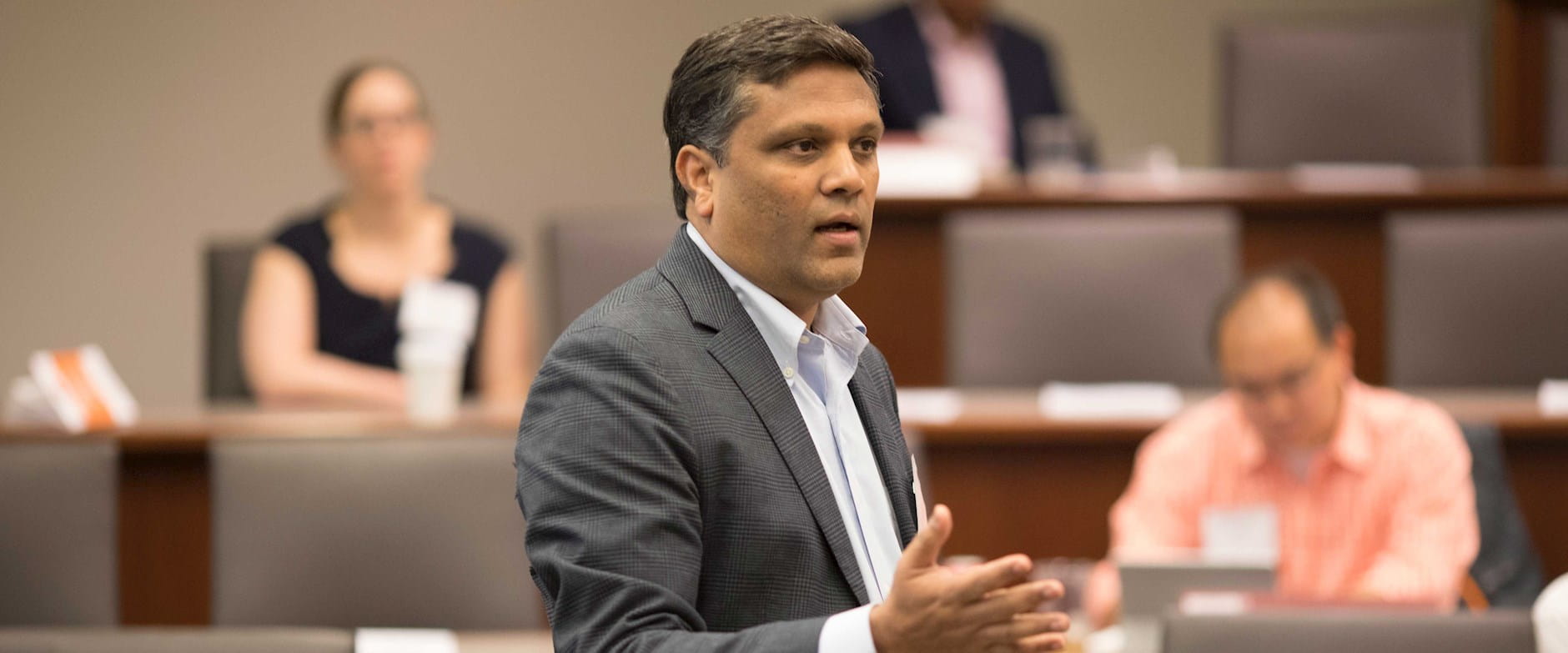 Sanjog Misra lecturing at the Harper Center